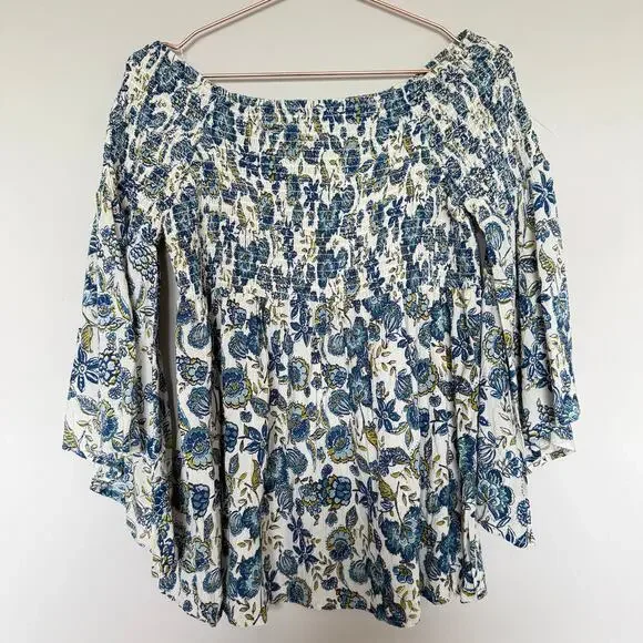 Angie Womens Tunic Top Small Bell Sleeve Cottagecore Fairy Flowy Floral Boho - Picture 2 of 6